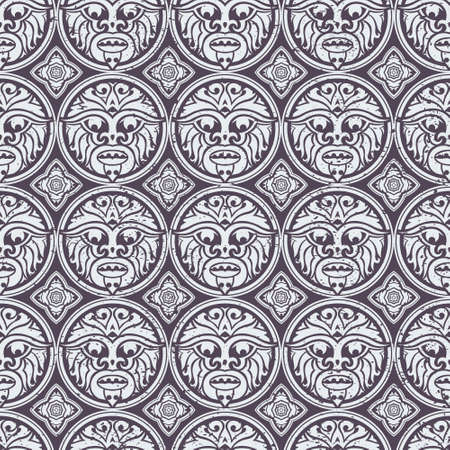 Tribal mask seamless pattern. Unique cultural vector background design. Traditional african and polynesian totem symbols.のイラスト素材