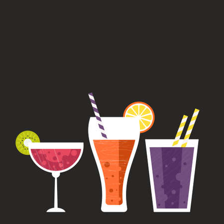 Fruit smoothie vector concept. Menu element for cafe or restaurant with energetic fresh drink made in flat style. Fresh juice for healthy life. Organic raw shake.のイラスト素材