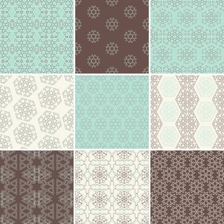 Set of nine seamless geometrical patternsのイラスト素材