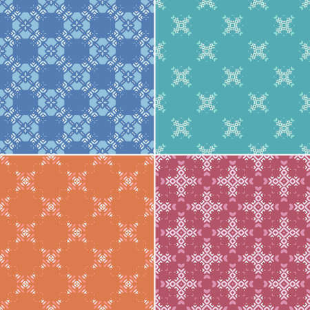 Elegant collection of four geometric seamless patternsのイラスト素材