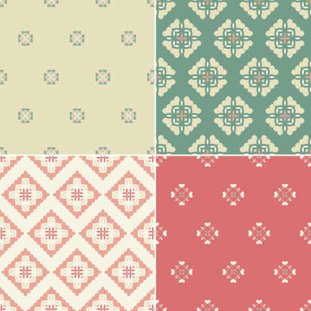 Elegant collection of four geometric seamless patternsのイラスト素材