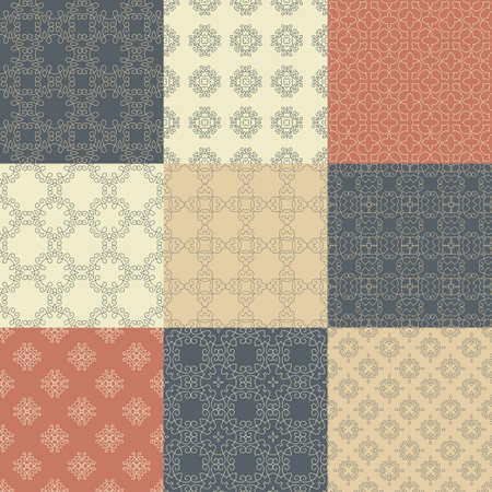 Set of nine seamless geometrical patternsのイラスト素材