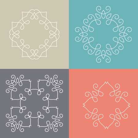 Collection of monochrome monogram design templatesのイラスト素材