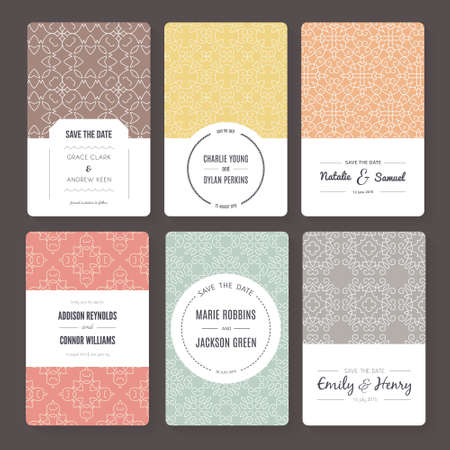 Set of perfect vector card templates. Ideal for Save The Date, baby shower, mothers day, valentines day, birthday cards, invitations.のイラスト素材