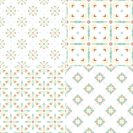 Collection of four geometric seamless patterns. Ornamental background for cards, invitations, web pages. Retro texture or digital paper. Abstract modern tile.のイラスト素材