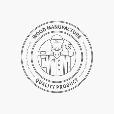 Detailed graphic with carpenter element made in vintage style. Vector design for logotype, label, badge, t-shirt or for other type of graphic. Woodwork vector illustration.のイラスト素材