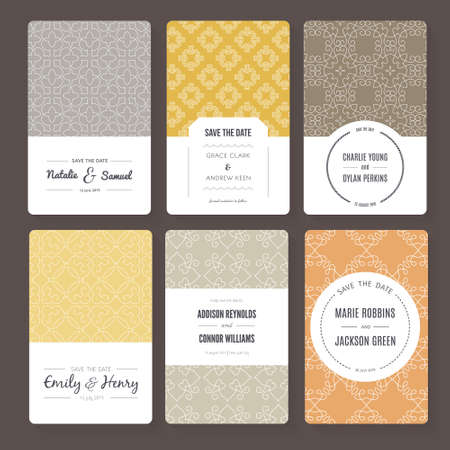 Set of perfect vector card templates. Ideal for Save The Date, baby shower, mothers day, valentines day, birthday cards, invitations.のイラスト素材