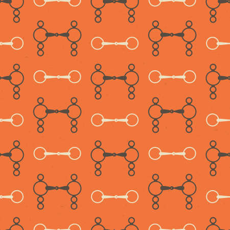 Seamless pattern with different horse bits. Equestrian background. Horseriding design. Horse supplies.のイラスト素材