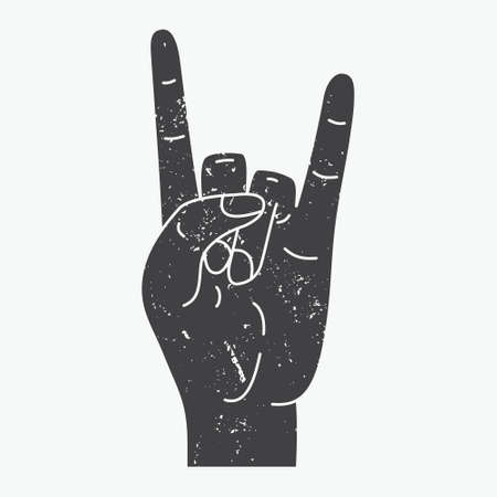 Rock symbol - horn hand. Hand drawn vector illustration with heavy metal symbol.のイラスト素材