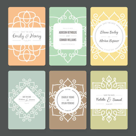 Ornamental vector card templates. Ideal for Save The Date, baby shower, mothers day, valentines day, birthday cards, invitations.のイラスト素材