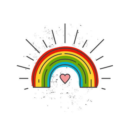 LGBT symbol - heart with rainbow inside. Gay pride and gay marriage concept. Same sex love illustration.のイラスト素材