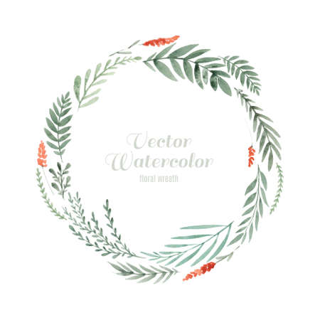Hand painted watercolor wreath. のイラスト素材
