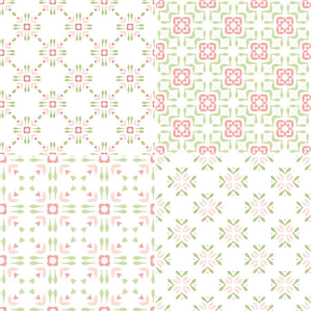 Elegant collection of four geometric seamless patterns. Ornamental background for cards, invitations, web pages. Retro texture or digital paper. Abstract modern tile.のイラスト素材