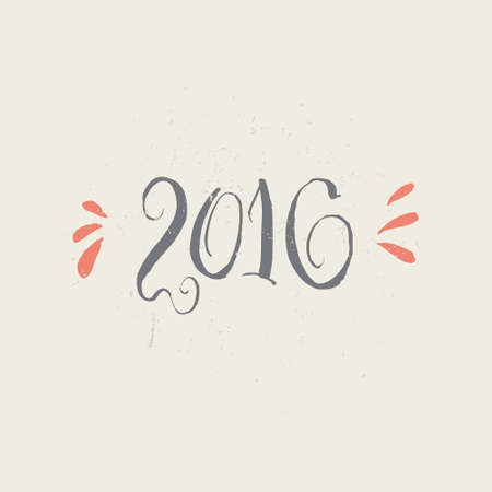 Vintage christmas decoration element made in vector with sign 2016. New Year card decoration. Quote isolated on background.のイラスト素材