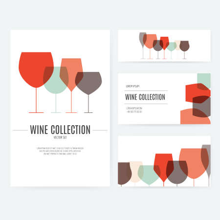 Modern  company style for brandbook with different glasses. Corporate identity template. Wine industry.のイラスト素材