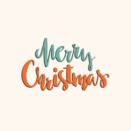 Merry Christmas - handdrawn lettering. Perfect vector design element for greeting cards.のイラスト素材