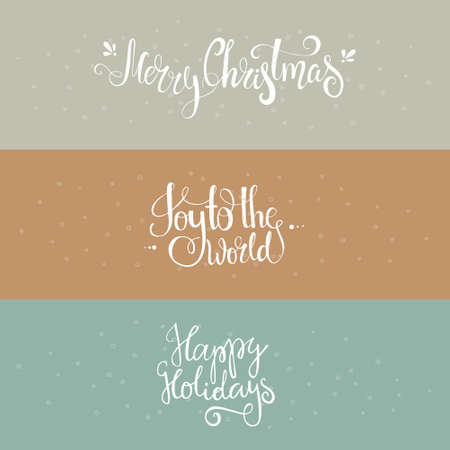 Perfect Christmas banners or flyers with handdrawn lettering. Congratulation cards design template.のイラスト素材
