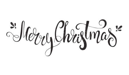 Merry Christmas - unique handdrawn typography poster. Vector art. Great design element for congratulation cards, banners and flyers.のイラスト素材