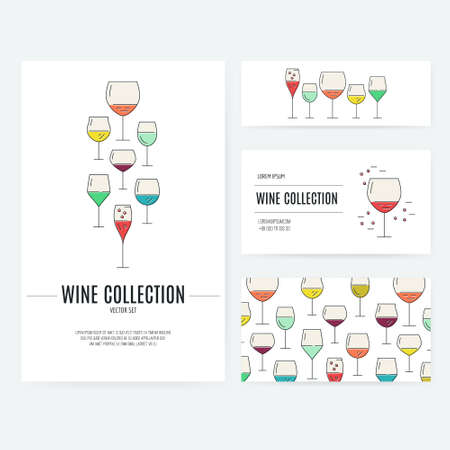 Set of business identity elements with wine theme. Vineyard or wine bar corporate identity. Business documentation.のイラスト素材