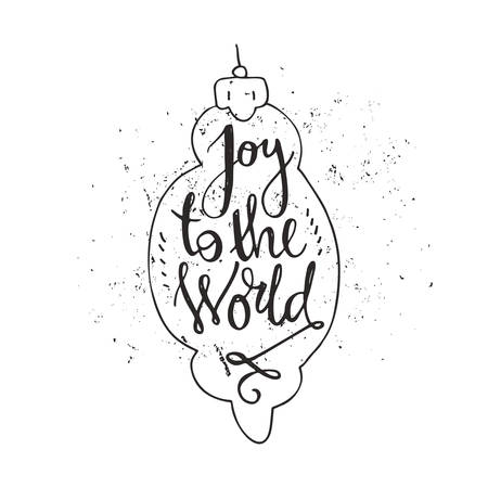 Joy to the world - handdrawn lettering. Vector art. Great design element for congratulation cards, banners and flyers. Xmas design.のイラスト素材