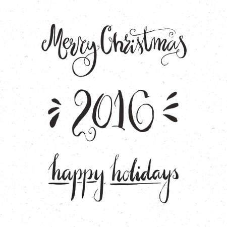 Hand drawn Christmas vector typography elements on white background. Perfect holiday congratulation card design element. New Year and Xmas design.のイラスト素材