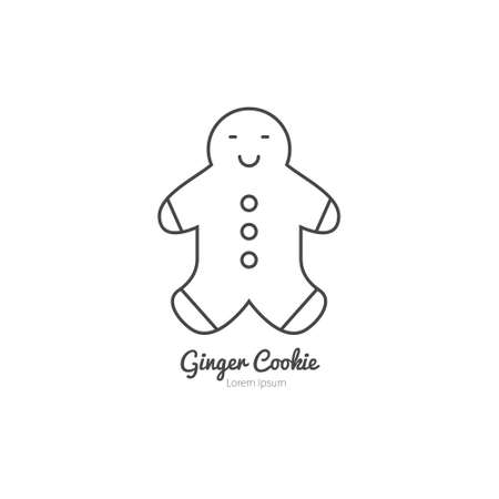 Line style logotype template with ginger snap or ginger man. Easy to use business template. Christmas series.のイラスト素材