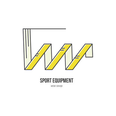 Modern logo concept with a ribbon - part of rhythmic gymnastics equipment. Vector line style logotype template. Isolated and easy to edit business identity element.のイラスト素材
