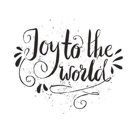 Joy to the world - Christmas decoration element made in vector.New Year card decoration. Quote isolated on background.のイラスト素材