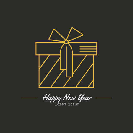 Line style logotype template with present on dark background. Easy to use business template. Christmas series.のイラスト素材
