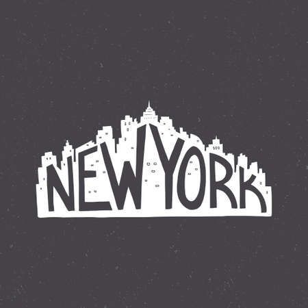 New York vintage hand drawn lettering poster. Vector typography concept. T-shirt design or home decor element. Hand crafted vector illustration.のイラスト素材