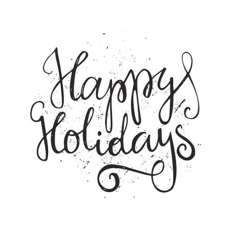 Happy Holidays - unique lettering. Vector art. Perfect decoration element for cards, invitations and other types of holiday design.のイラスト素材