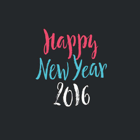 Happy New Year 2016 - handdrawn lettering for greeting cards. New Year celebration.のイラスト素材