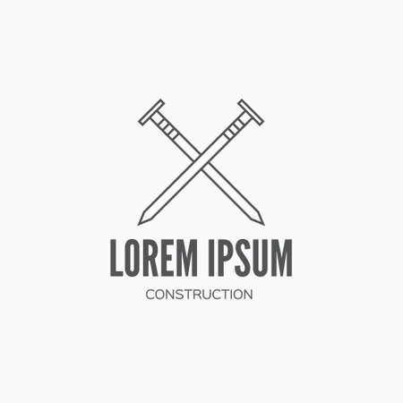 Detailed graphic with carpenter element - nails - made in vintage style. Vector design for label, badge, t-shirt or for other type of graphic. Woodwork vector illustration.のイラスト素材