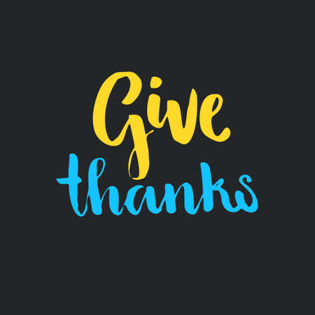 Give Thanks handmade sign. Isolated element for invitation card or label. Vector illustration. Unique typography.のイラスト素材