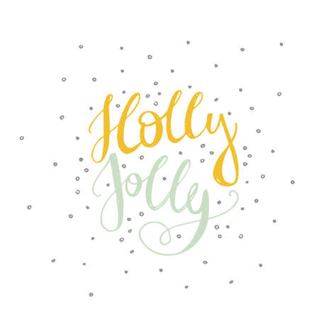 Holly Jolly - unique handdrawn typography poster. Vector art. Perfect design for posters, flyers and banners. Xmas design.のイラスト素材