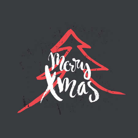 Christmas design element for banner, card, invitation, label, postcard, template, vignette with handdrawn lettering. Christmas typography. Christmas greeting card element.のイラスト素材