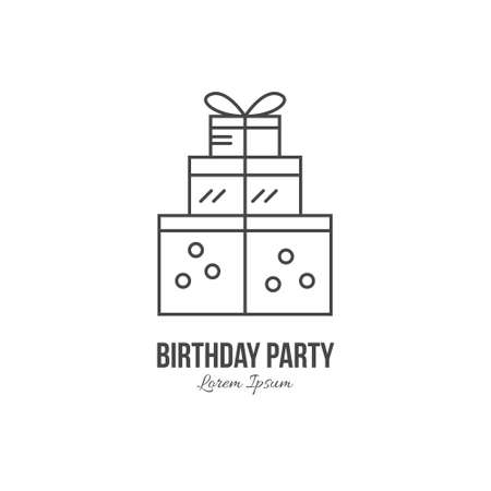 Line style template with group of presents. Easy to use business template. Christmas series.のイラスト素材