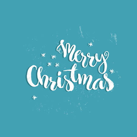 Merry Christmas lettering. Vector clipart for Christmas cards and photo overlays. Handdrawn typography element. Brushed script with texture.のイラスト素材