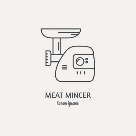 Single logo with graphic illustration of a mincer made in line style vector. Clean and modern label for a shop, product or company.のイラスト素材