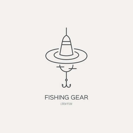 Illustration of a float - fishing gear series. Modern line style vector label or logo.のイラスト素材