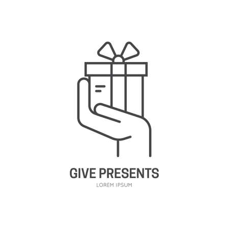 Hand holding a present - symbol for charity or donation event.のイラスト素材
