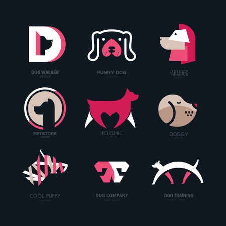 Set of logotypes with dogs.のイラスト素材