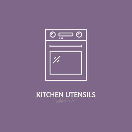 Single logo with graphic illustration of an oven made in line style vector.のイラスト素材