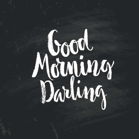 Unique handdrawn brush lettering Good morning.のイラスト素材