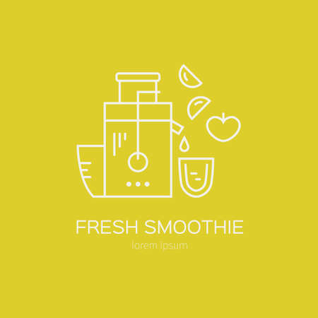 Single logo with graphic illustration of a juice maker made in line style vector.のイラスト素材
