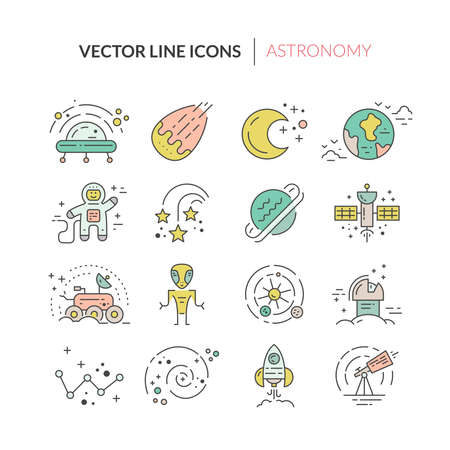 Space icons made in modern line style vector.のイラスト素材
