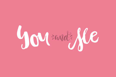 Hand drawn lettering You and Me.のイラスト素材