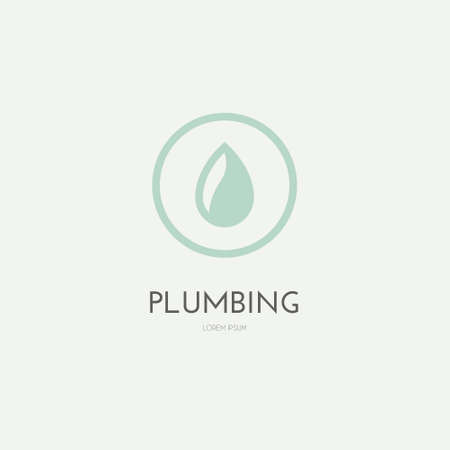 Modern flat style logo for plumber or handyman. Plumbing company. House repair. Isolated and easy to use company symbol.のイラスト素材
