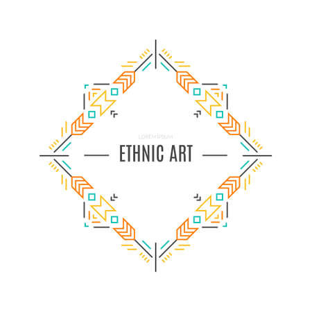 Great vector set of aztec or native styled logotype template. Clean and modern emblem.のイラスト素材