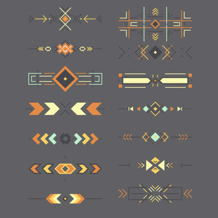 Aztec border collection made in clean and modern vector line style.のイラスト素材